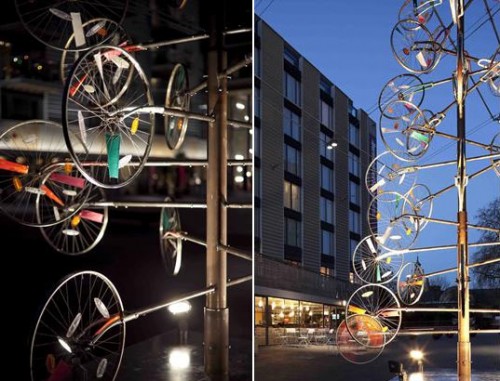 Bicycle wheel Christmas tree
